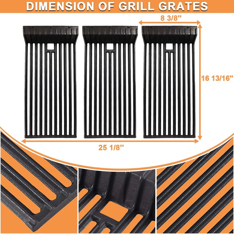 PETKAO Grill Grates for Broilmaster Grill Parts, Broilmaster P3, G3, S3, U3, D3, Broilmaster G-3 (Single Post), G-3 (Twin Post), G-3 EXPL, G-3 EXPN, G-3 TXPL, G-3 TXPN, Thermos 56036T, Matte Enamel Cast Iron - Image 3
